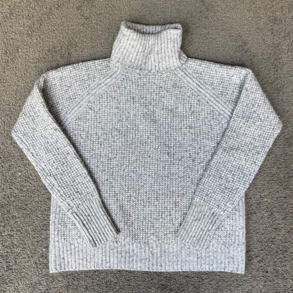 Uniqlo‎ Gray Wool Cashmere Blend Waffle Knit Turtleneck Sweater Womens Medium